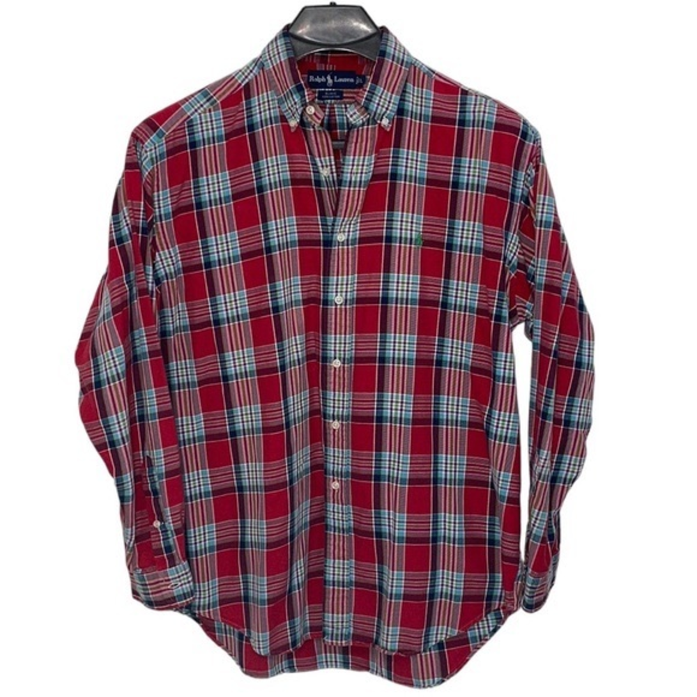 Vintage Ralph Lauren Blake men’s L red, green, red, blue & white plaid shirt.